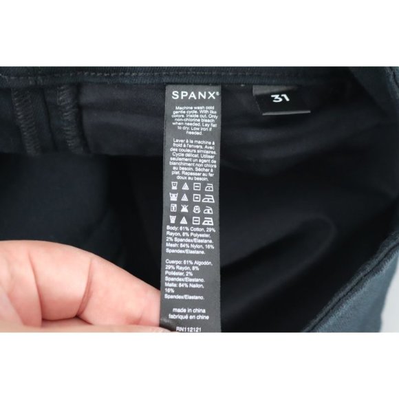 SPANX Jeans Womens Size 31 Signature Waist Straight Leg High Rise Black stretch - Picture 8 of 13